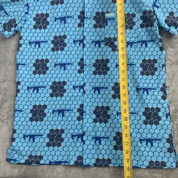 Retro Rifle Shirt Mens Large Sting Op V2 Button Down Bee Honeycomb Pocket Casual - Picture 2 of 8